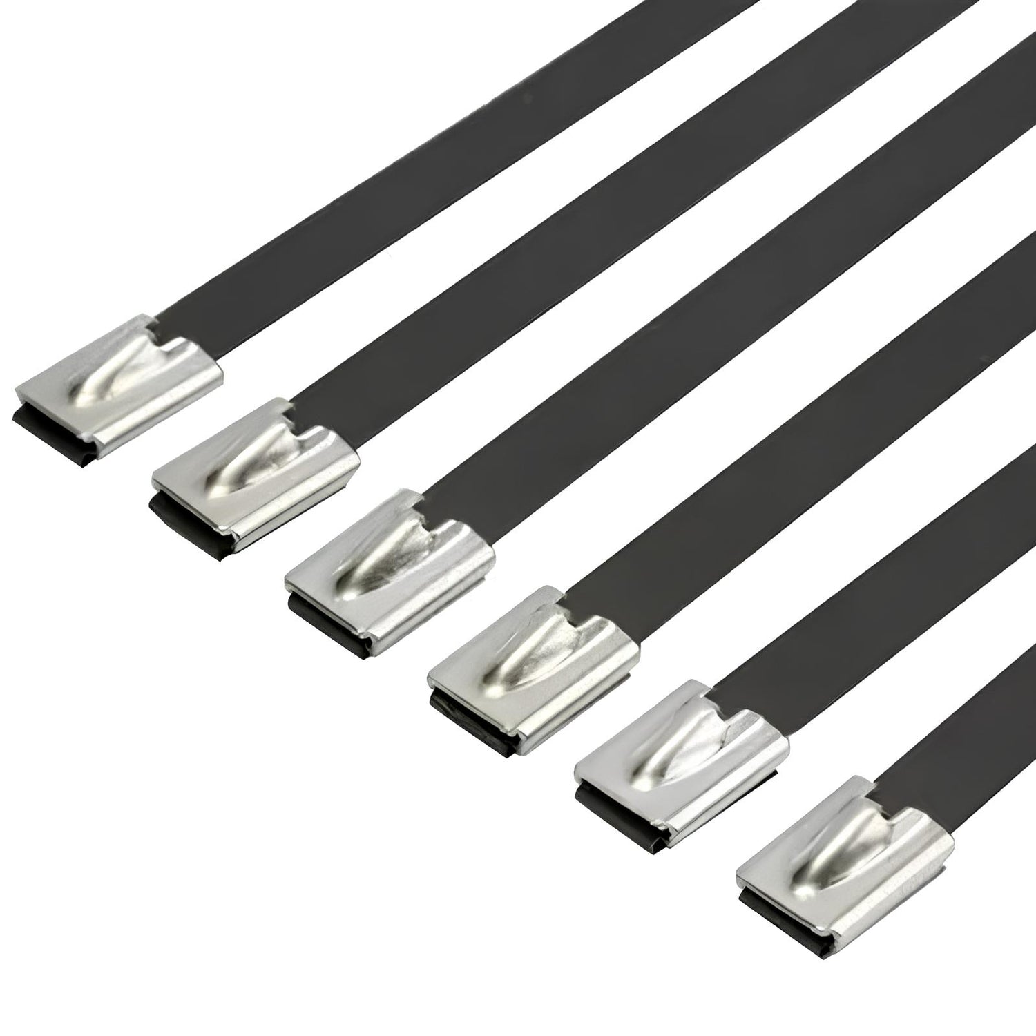 Bridas de acero inoxidable revestidas de plástico (paquete de 6)