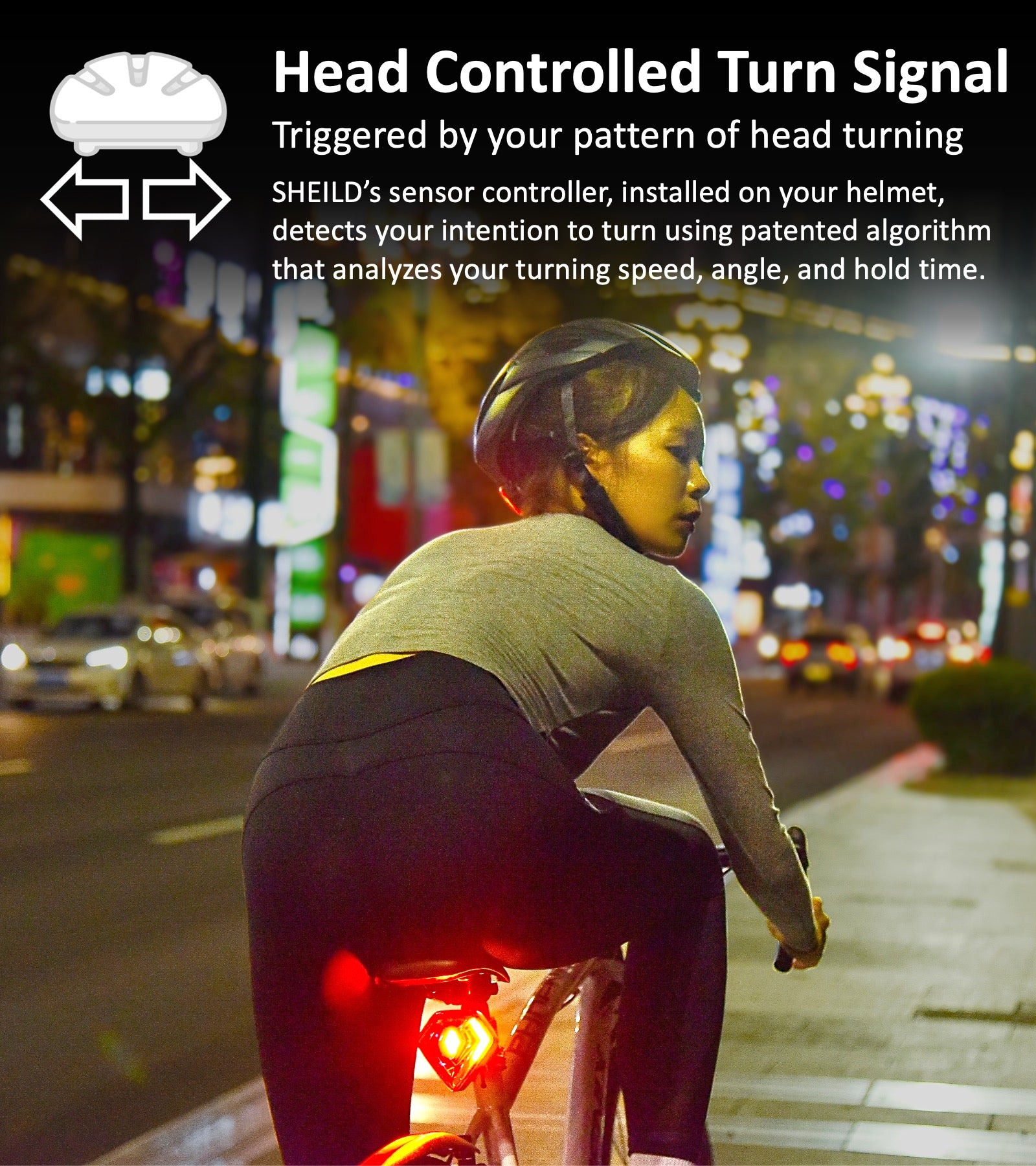 SHIELD Smart Bike Tail Light - Head Controlled Turn Signal