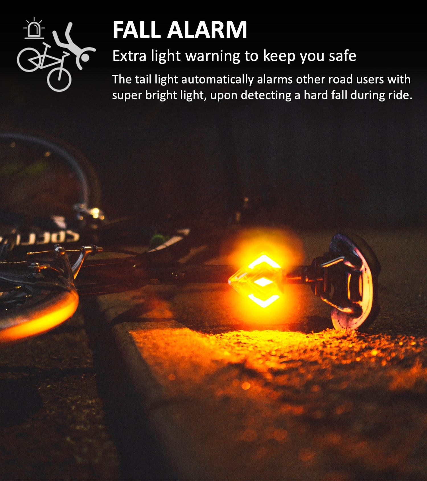 SHIELD Smart Bike Tail Light Set come with a fall alarm